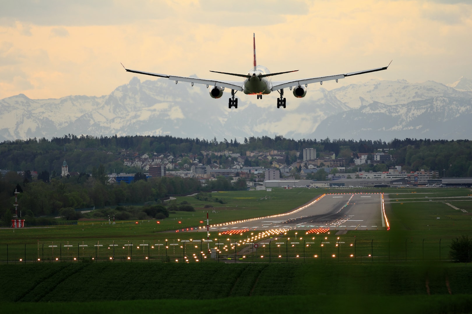 Airplane coming in for landing at airport